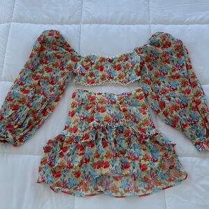 SHEIN Multicolor Floral Lace Set